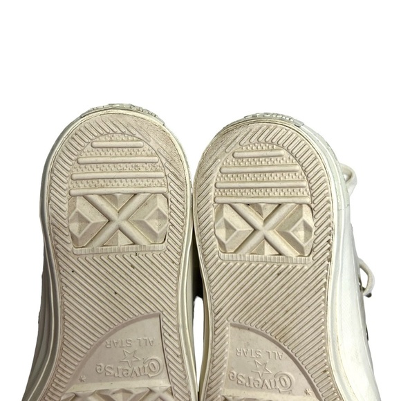 Converse Leather All Star Blocked Nubuck Patent Leather Heel Grey White Size 7 - Picture 8 of 11